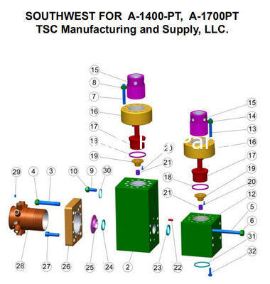 TSC F1600 mud pump fluid end, TSC 12P160 mud pump liner, TSC FB1600 mud pump piston, TSC PZ7, PZ8, PZ9 mud pump valve